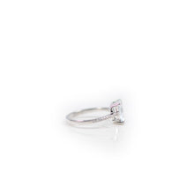 Load image into Gallery viewer, 6 x 8 mm. Octagon Cut Light Blue Brazilian Aquamarine  with Cz Band Ring
