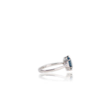 Load image into Gallery viewer, 6 x 8 mm. Oval Cut London Blue Brazilian Topaz with Cz Accents Ring
