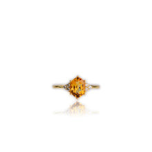 Load image into Gallery viewer, 6 x 8 mm. Oval Cut Yellow Brazilian Citrine with Cz Accents Ring

