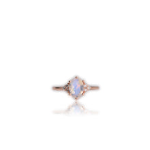 Load image into Gallery viewer, 6 x 8 mm. Oval Cut White Indian Moonstone with Cz Accents Ring
