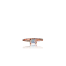 Load image into Gallery viewer, 4 x 6 mm Octagon Cut White Indian Moonstone with Cz Band Ring
