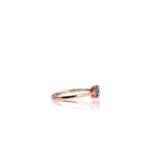 Load image into Gallery viewer, 4 x 6 mm Octagon Cut London Blue Brazilian Topaz with Cz Band Ring
