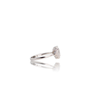 6 x 8 mm. Oval Cut White Brazilian Topaz with Cz Accents Ring
