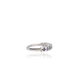 2.5 mm. Round Cut Blue Thai Sapphire Half Eternity Ring
