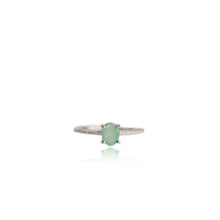 Load image into Gallery viewer, 5 x 7 mm. Oval Cut Green Brazilian Emerald with Cz Band Ring
