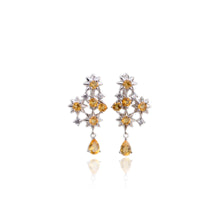 Load image into Gallery viewer, 5 x 7 mm. Pear Cut Yellow Brazilian Citrine with Cz Accents Drop Earrings
