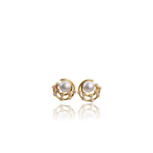 Load image into Gallery viewer, 6 mm. Freshwater Pearl with Cz Accents Earrings

