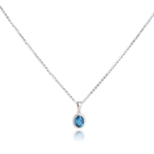Load image into Gallery viewer, 6 x 8 mm. Oval Cut London Blue Brazilian Topaz with Cz Accents Pendant and Necklace
