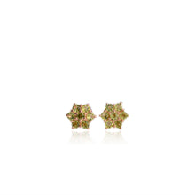 Load image into Gallery viewer, 3 mm. Round Cut Green Pakistani Peridot Cluster Earrings
