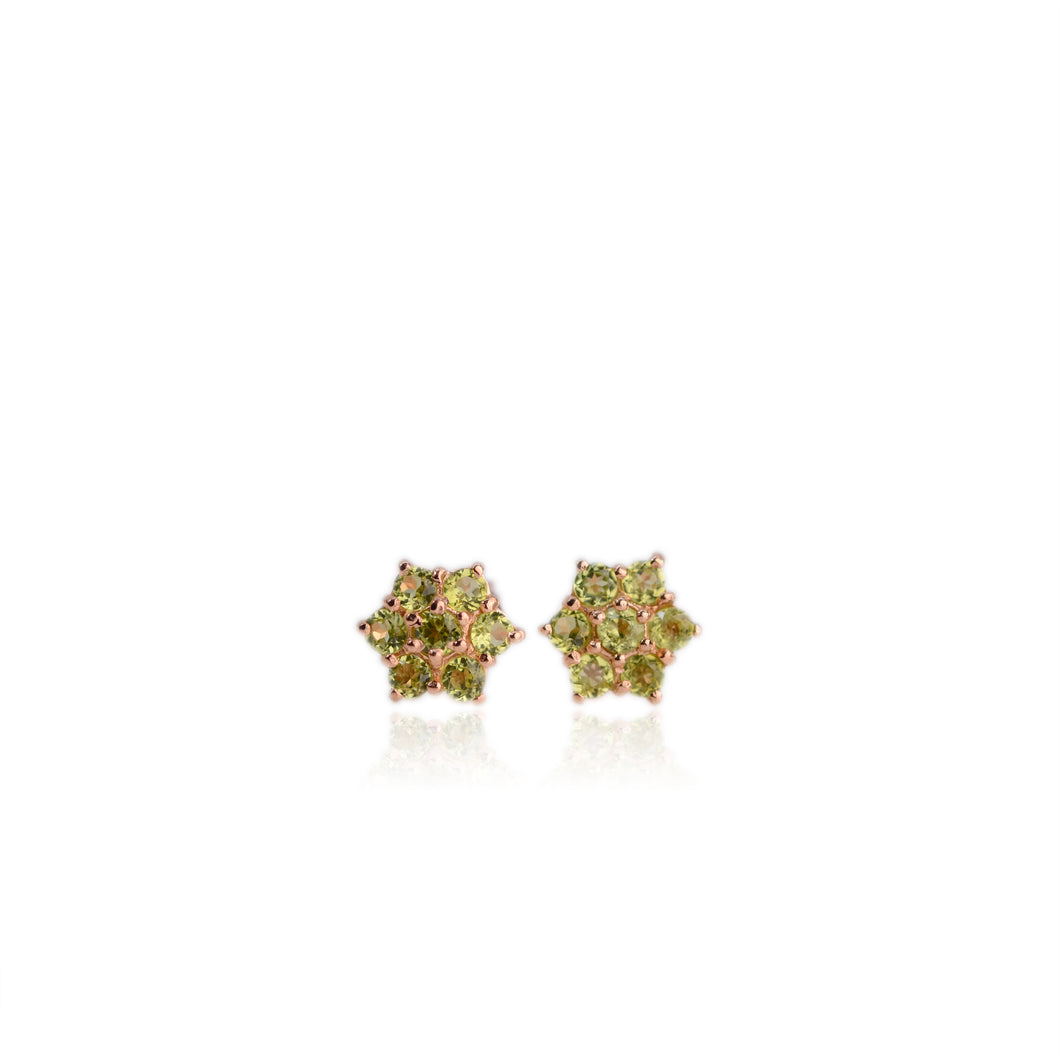 3 mm. Round Cut Green Pakistani Peridot Cluster Earrings