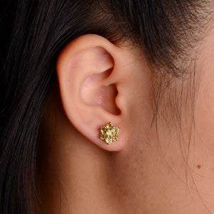 3 mm. Round Cut Green Pakistani Peridot Cluster Earrings