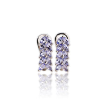 Load image into Gallery viewer, 2 x 4 mm. Marquise Cut Blue Violet Tanzanite Cluster Earrings
