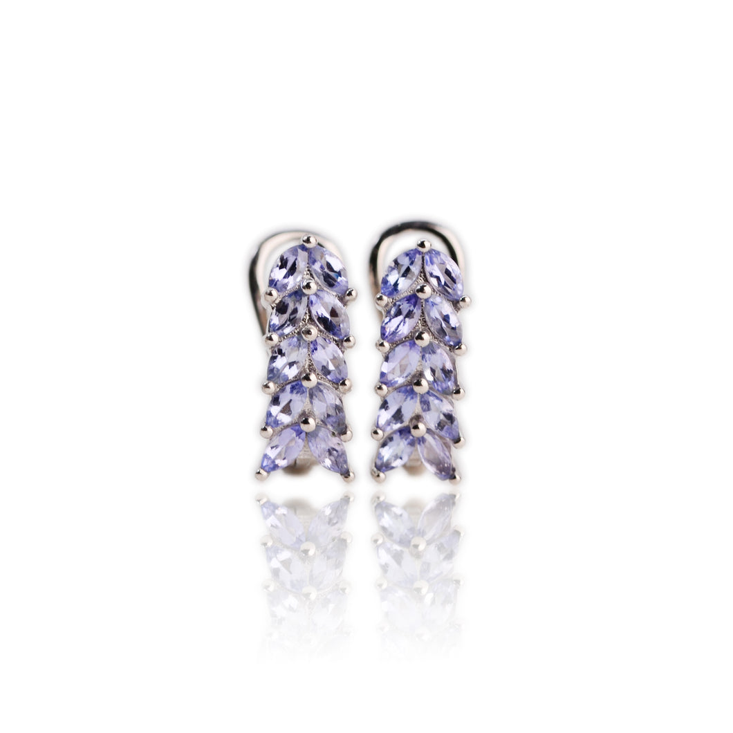 2 x 4 mm. Marquise Cut Blue Violet Tanzanite Cluster Earrings