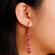 Load image into Gallery viewer, Handmade 5 x 9 mm. Freeform Rose-cut Pink Brazilian Tourmaline Drop Earrings
