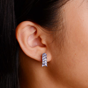 2 x 4 mm. Marquise Cut Blue Violet Tanzanite Cluster Earrings