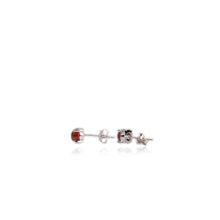 Load image into Gallery viewer, 5 mm. Round Cabochon Purple African Rhodolite Garnet Earrings
