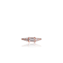 Load image into Gallery viewer, 4 x 6 mm. Octagon Cut White Brazilian Topaz with Cz Accents Ring
