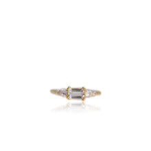 Load image into Gallery viewer, 4 x 6 mm. Octagon Cut White Brazilian Topaz with Cz Accents Ring
