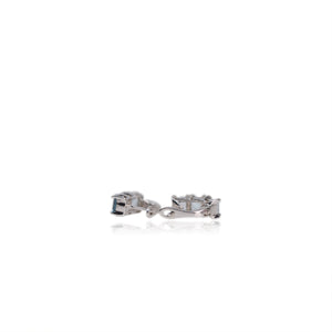5 mm. Square Cut Sky Blue Brazilian Topaz Cluster Earrings