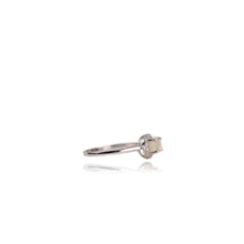 Load image into Gallery viewer, 6 x 8 mm. Oval Cabochon Multi-coloured Ethiopian Opal with Cz Halo Ring
