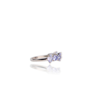4 mm. Trillion Cut Blue Violet Tanzanite Half Eternity Ring