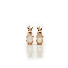 Load image into Gallery viewer, 6 x 8 mm. Oval Cut White Indian Moonstone Bunny Earrings
