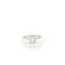 Load image into Gallery viewer, 6 x 8 mm. Octagon Cut White Brazilian Topaz with Cz Band Ring
