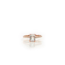 Load image into Gallery viewer, 6 x 8 mm. Octagon Cut White  Brazilian Topaz with Cz Band Ring
