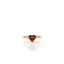 Load image into Gallery viewer, 7 mm. Heart Cut Red African Garnet with Cz Band Ring
