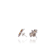 Load image into Gallery viewer, 3 x 5 mm. Pear Cut Yellow Brazilian Citrine and Rhodolite Garnet with Cz Accents Earrings
