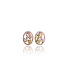 Load image into Gallery viewer, 3 x 5 mm. Oval Cut Green Pakistani Peridot and Citrine with Cz Accents Earrings
