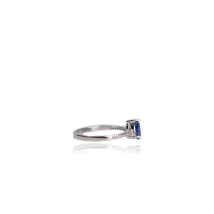 5 x 7 mm. Pear Cut Blue Nepalese Kyanite with Cz Band Ring