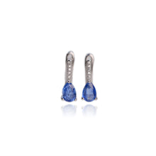 Load image into Gallery viewer, 5 x 7 mm. Pear Cut Blue Nepalese Kyanite with Cz Accents Earrings
