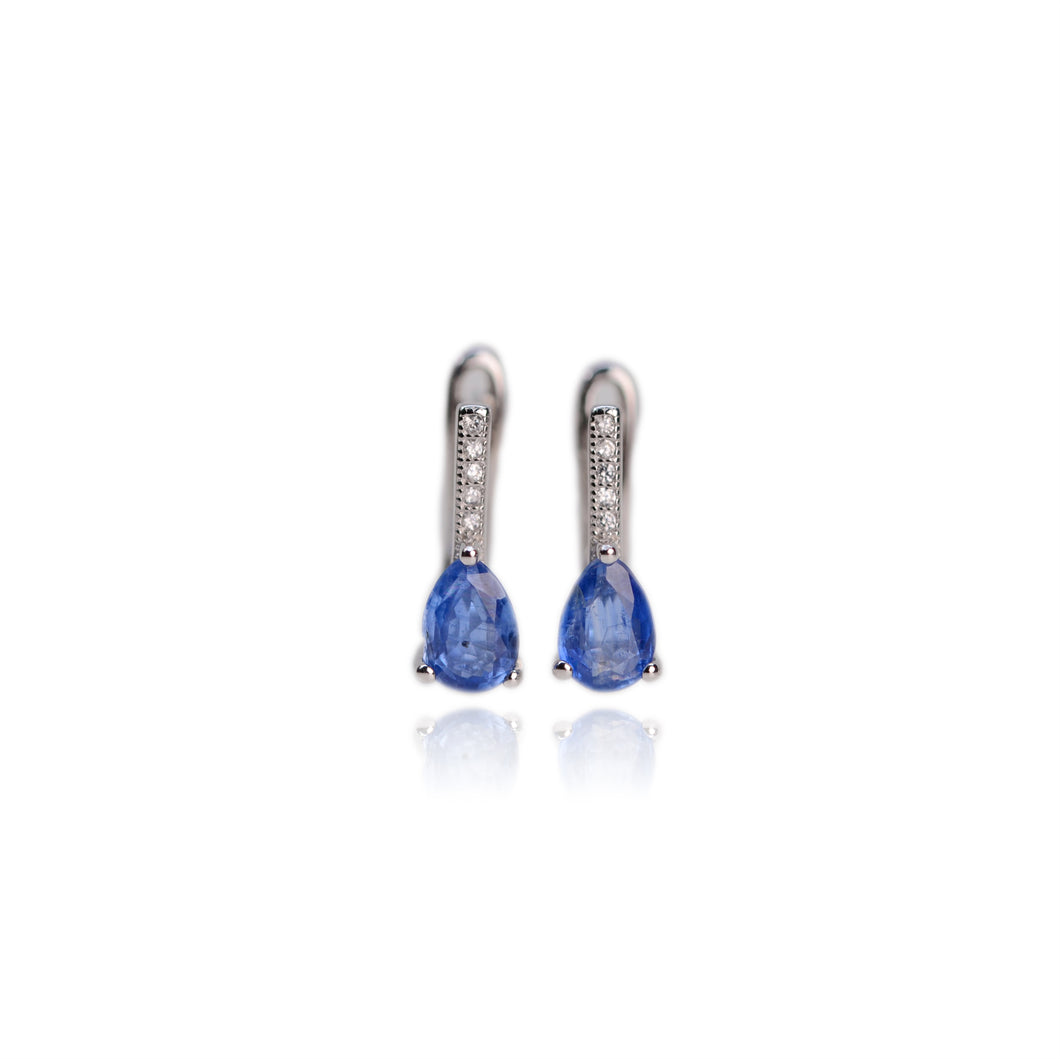 5 x 7 mm. Pear Cut Blue Nepalese Kyanite with Cz Accents Earrings