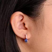 Load image into Gallery viewer, 5 x 7 mm. Pear Cut Blue Nepalese Kyanite with Cz Accents Earrings
