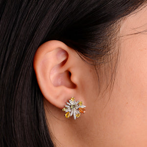 3.5 mm. Round Cut Green Thai Sapphire with Cz Accents Earrings