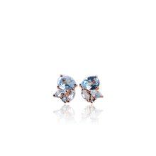 Load image into Gallery viewer, 6 x 8 mm. Pear Cut Sky Blue Brazilian Topaz Cluster Earrings
