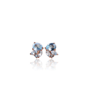 6 x 8 mm. Pear Cut Sky Blue Brazilian Topaz Cluster Earrings