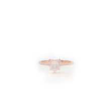 Load image into Gallery viewer, 7 mm. Heart Cut Pink African Rose Quartz with Cz Band Ring
