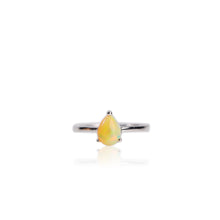 Load image into Gallery viewer, 6 x 8 mm. Pear Cabochon Multi-coloured Ethiopian Opal Ring
