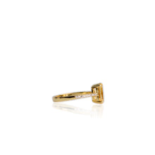 Load image into Gallery viewer, 6 x 8 mm Octagon Cut Yellow Brazilian Citrine with Cz Band Ring

