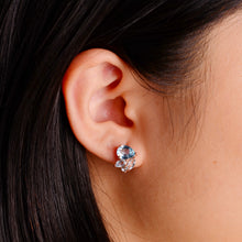Load image into Gallery viewer, 6 x 8 mm. Pear Cut Sky Blue Brazilian Topaz Cluster Earrings
