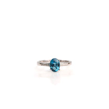 Load image into Gallery viewer, 6 x 8 mm. Oval Cut London Blue Brazilian Topaz with Cz Accents Ring

