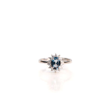 Load image into Gallery viewer, 5 x 7 mm. Oval Cut London Blue Brazilian Topaz with Cz Accents Ring
