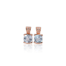 Load image into Gallery viewer, 7 mm. Cushion Cut Sky Blue Brazilian Topaz with Cz Accents Earrings
