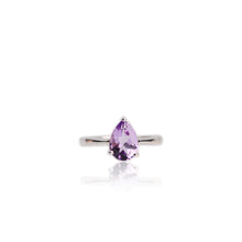 Load image into Gallery viewer, 7 x 9 mm. Pear Cut Purple Brazilian Amethyst Ring
