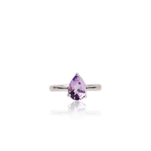 7 x 9 mm. Pear Cut Purple Brazilian Amethyst Ring