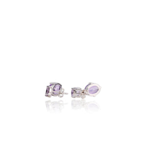 8 x 10 mm. Oval Cut Purple Brazilian Amethyst Drop Earrings