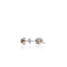 Load image into Gallery viewer, 5 x 7 mm. Oval Cut Yellow Brazilian Citrine with Cz Halo Earrings
