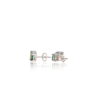 5 x 7 mm. Oval Cut Green Pakistani Peridot and Emerald Earrings